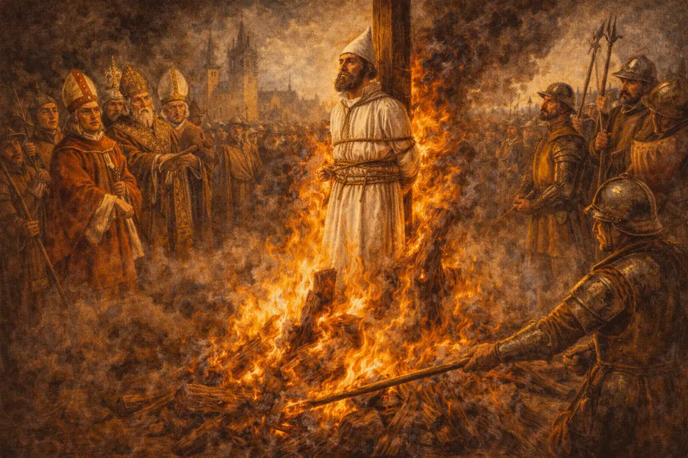 Jan Hus — czeski reformator spalony na soborze w Konstancji, poprzednik Lutra
